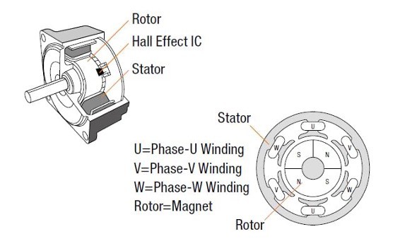 design and operation brushless and brushed dc motor cross section